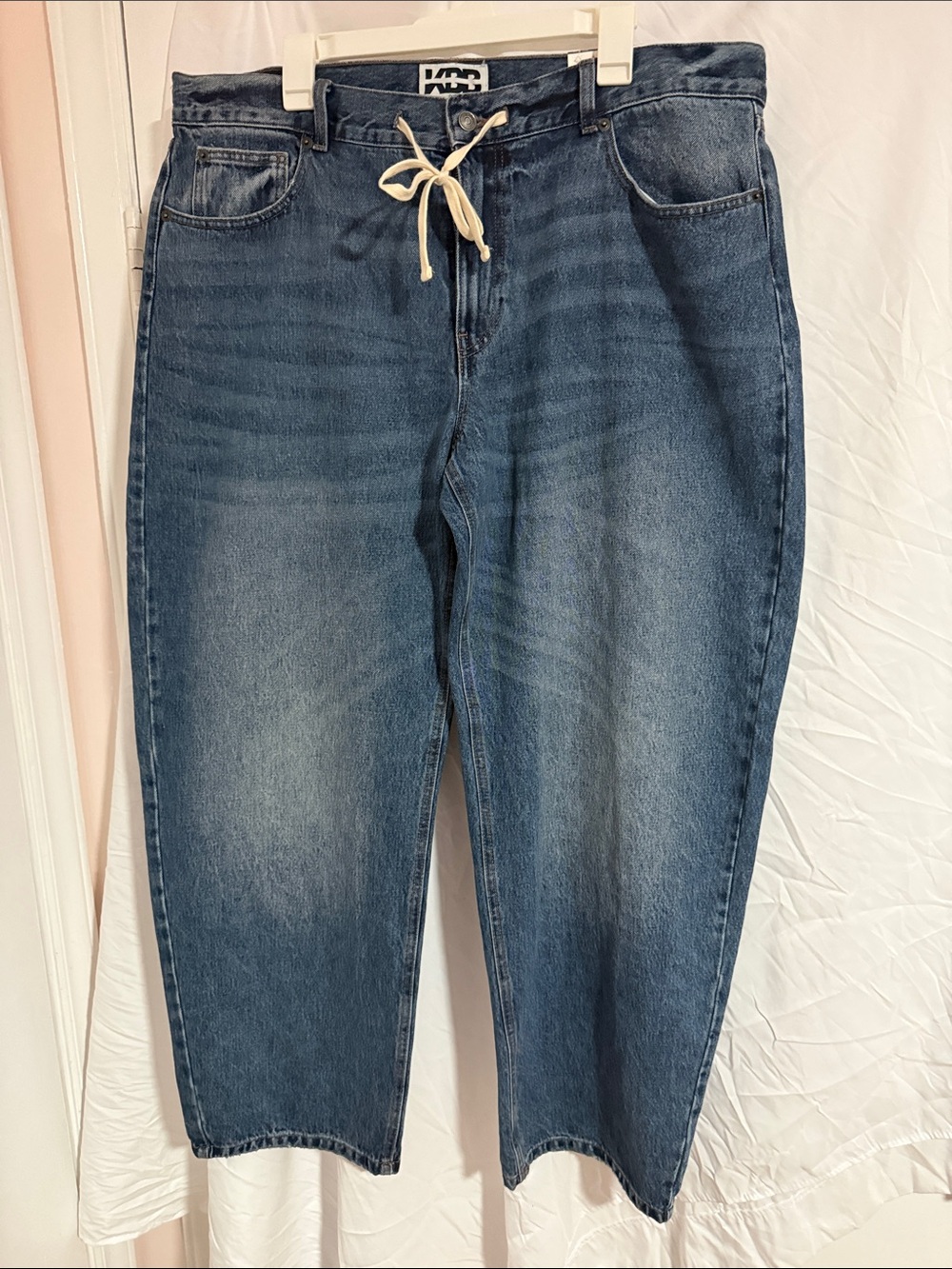 Lee Women's Wide Leg Drawstring Jeans in Medium Blue